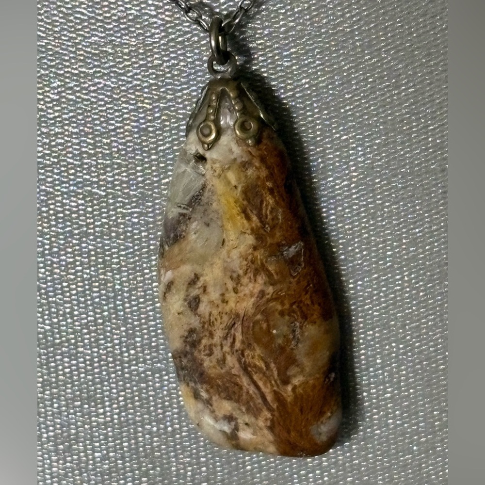 Automade Sterling Silver Chain with Desert Jasper Necklace Circa ‘34 - ‘72 - Picture 2 of 7